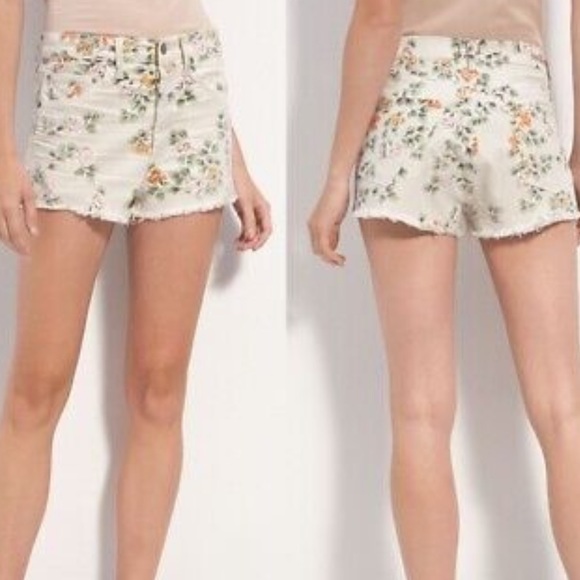 Citizens Of Humanity Floral Chloe High Waist Cut Off Button Fly Shorts Size 25 - Picture 1 of 8